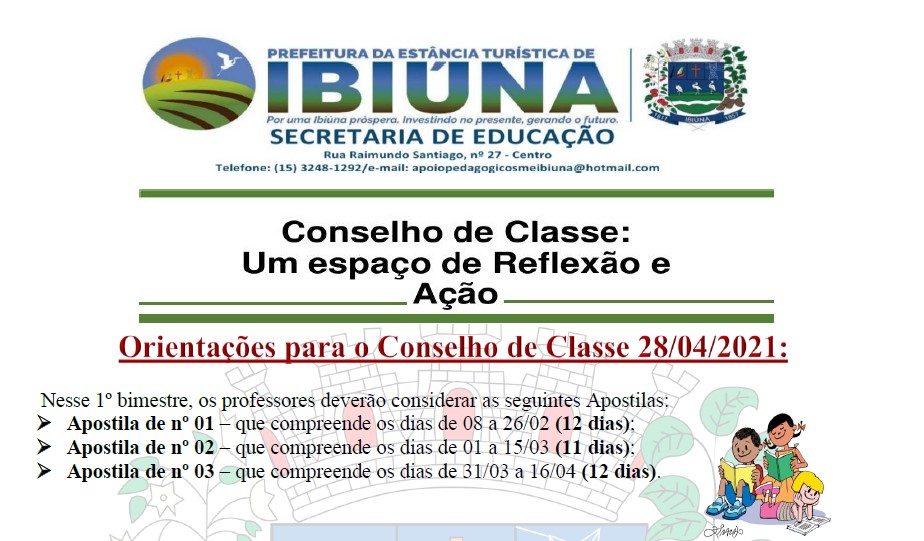 Orientações para o Conselho de Classe 28/04/2021