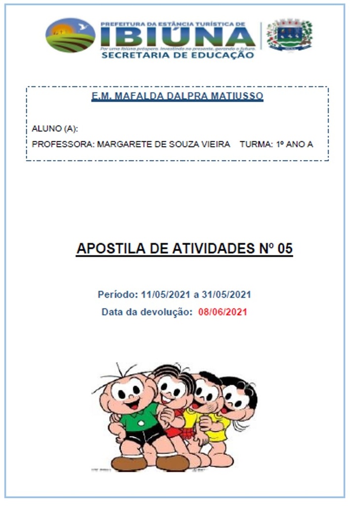 Profª Margarete - 1º Ano A -11-05-21