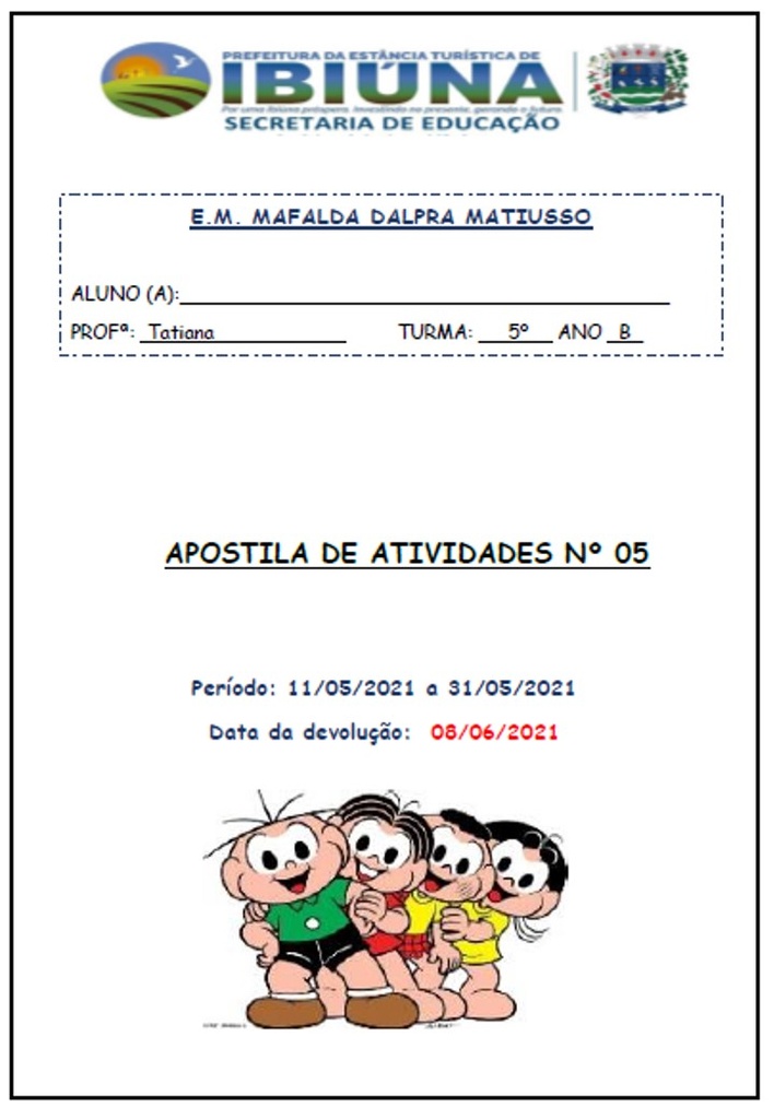 Profª Tatiana - 5 Ano B - 11-05-21