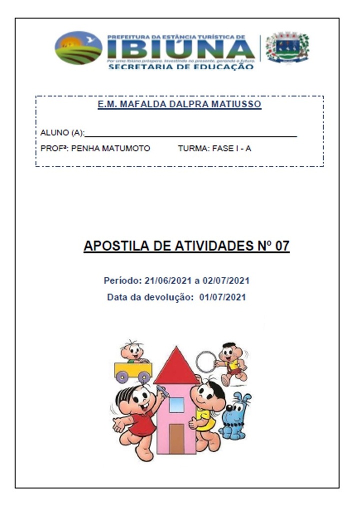 Profª Penha - Fase I A - 7ª Apostila - 21-06-21