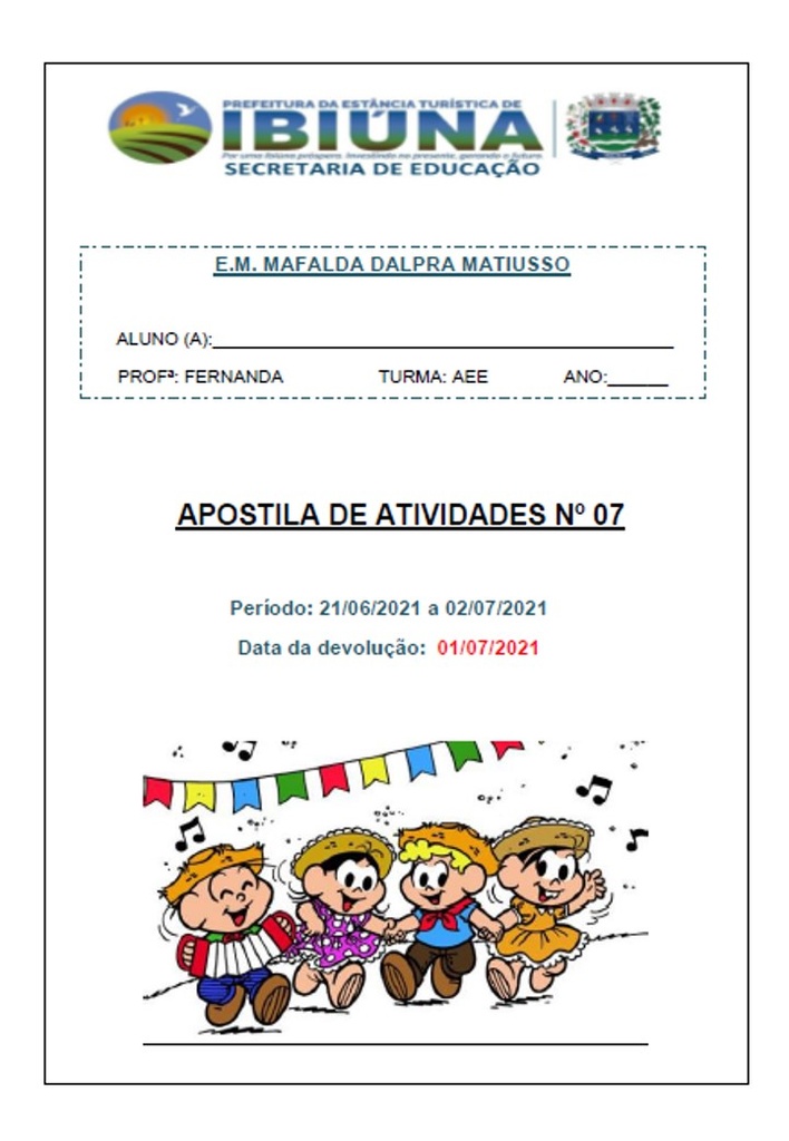 Profª Fernanda - AEE - 7ª Apostila - 21-06-21