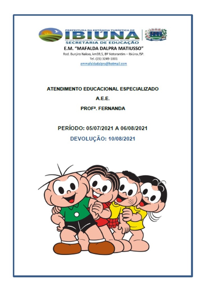 Profª Fernanda - AEE - 8ª Apostila - 26-07-21