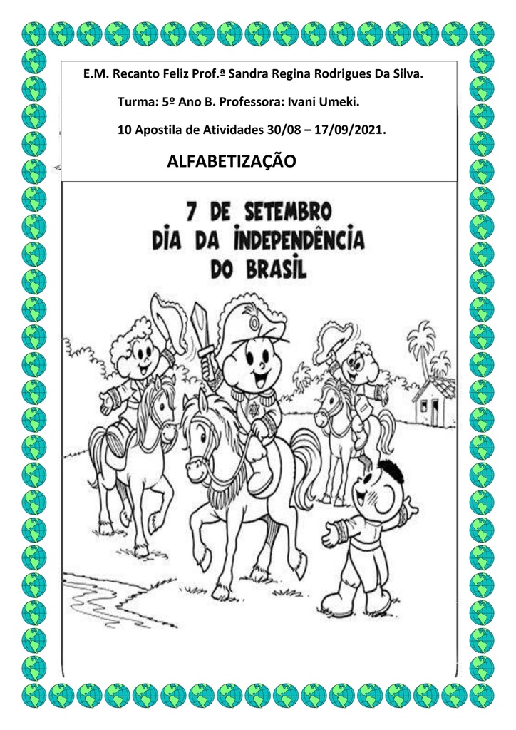 5o Ano-A  Profa Mikaelle 10a Apostila ALFABETIZAÇÃO 30-08-2021