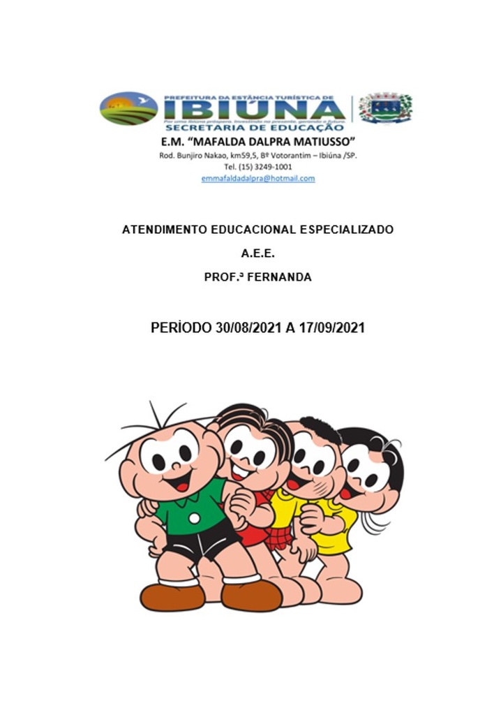 Profª Fernanda - AEE - 10ª Apostila - 30-08-21