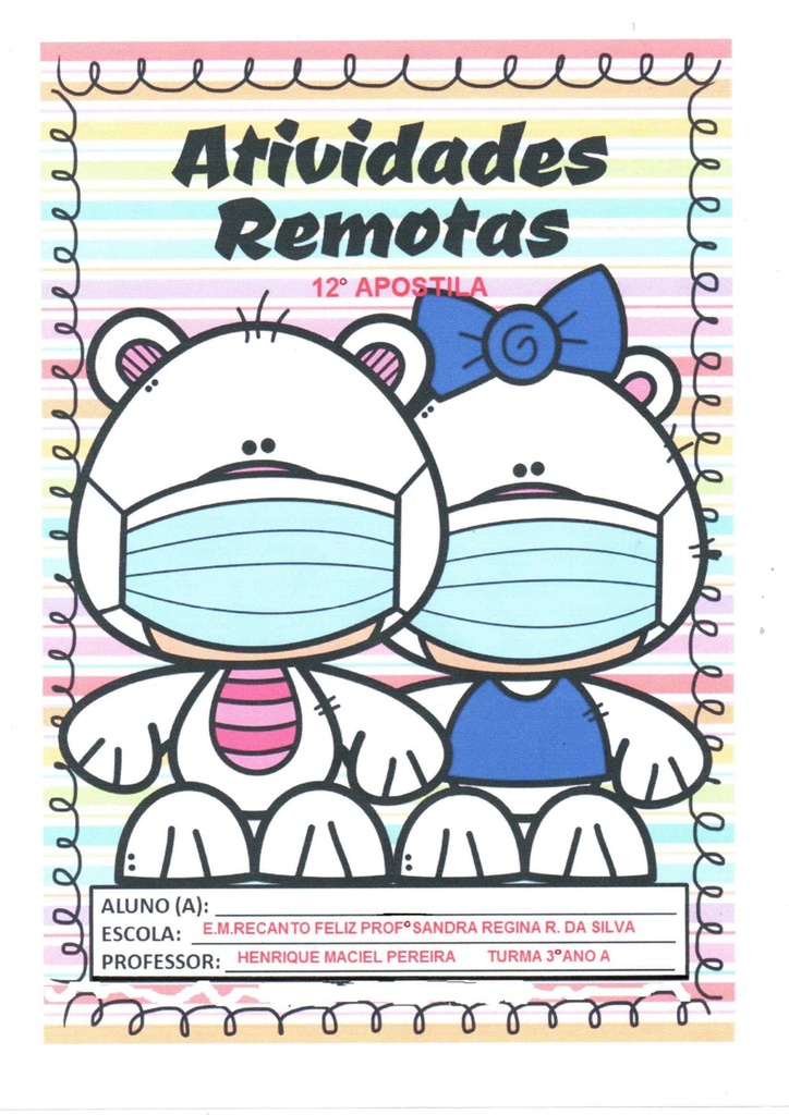 3o Ano-A   Prof. Henrique   12a Apostila 30-09-2021